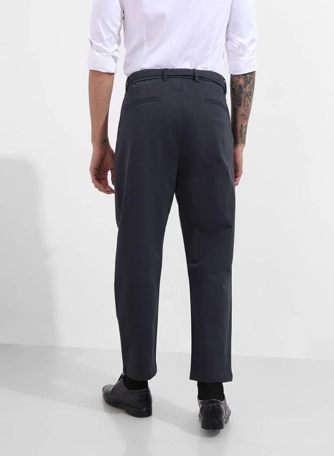 The Indian Garage Co Men Relaxed Fit Textured Cross Pocket Mid-Rise Trousers